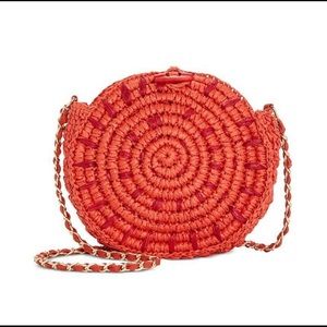 Inc Straw Circle Crossbody Flame Gold Bag